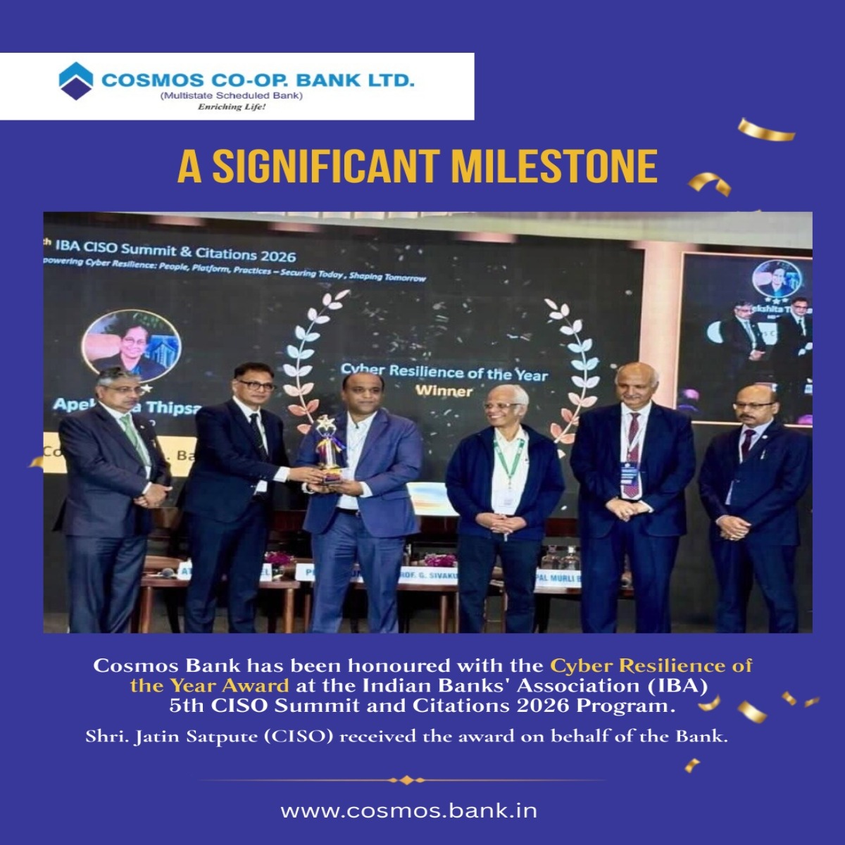 Cosmos Bank Honoured with the IBA Cyber Resilience of the Year Award 2026